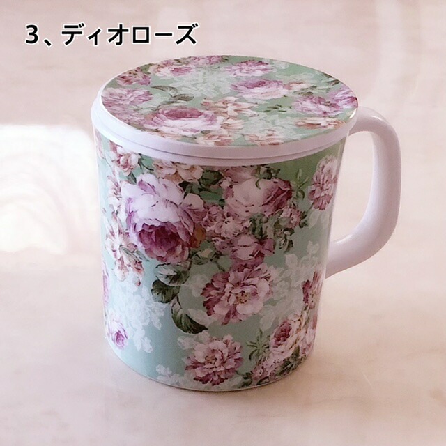 メラミン蓋付きマグカップ【薔薇雑貨　ローズ雑貨　キッチン雑貨　メラミン樹脂　コップ　耐熱食器】