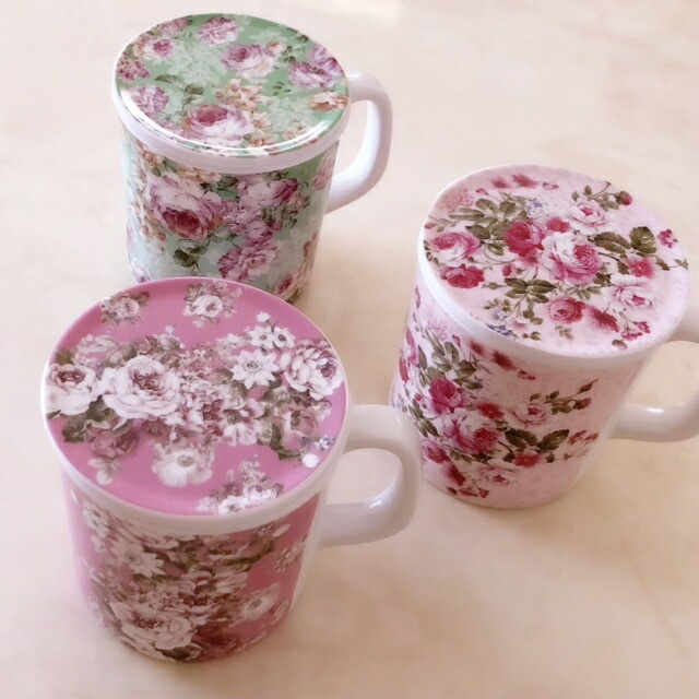 メラミン蓋付きマグカップ【薔薇雑貨　ローズ雑貨　キッチン雑貨　メラミン樹脂　コップ　耐熱食器】