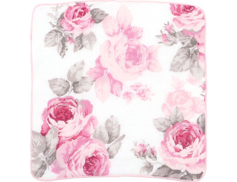 【メール便可】 四重ガーゼハンカチ ルーシー 日本製 【薔薇雑貨 タオル バス トイレ ランドリー ハンドタオル 贈り物】