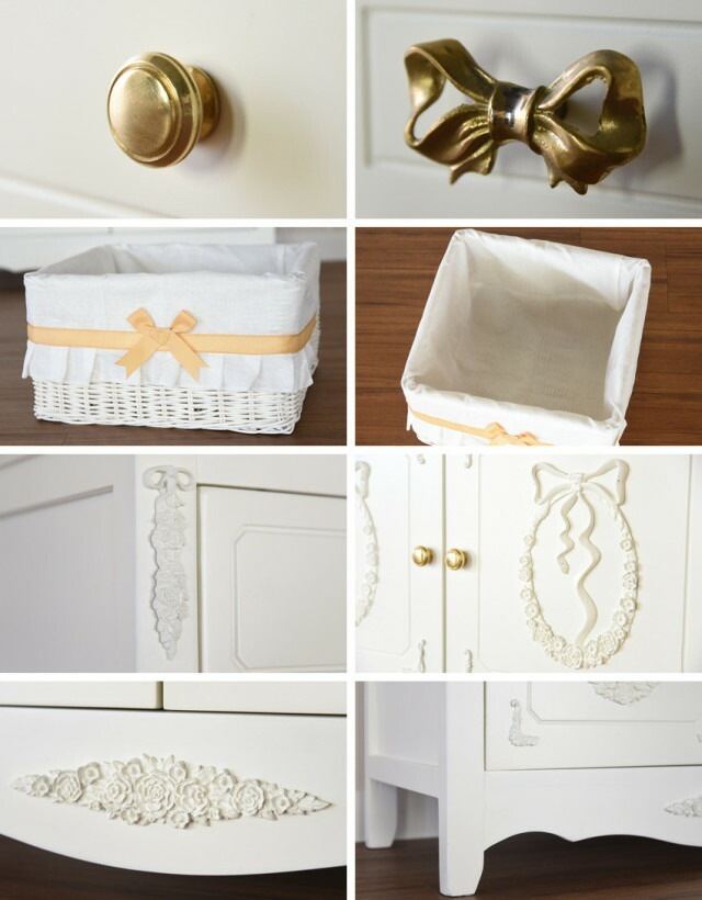 【特別セール】　ガーリープリンセスROCOCO　カウンターキャビネット３D 　【薔薇雑貨　ロココ調家具　ホワイト家具　収納　タンス】