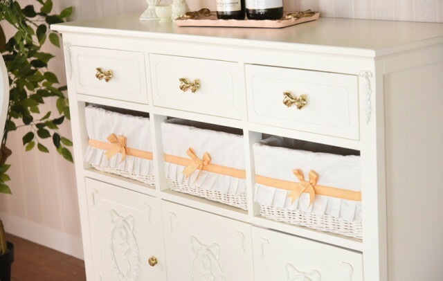 【特別セール】　ガーリープリンセスROCOCO　カウンターキャビネット３D 　【薔薇雑貨　ロココ調家具　ホワイト家具　収納　タンス】