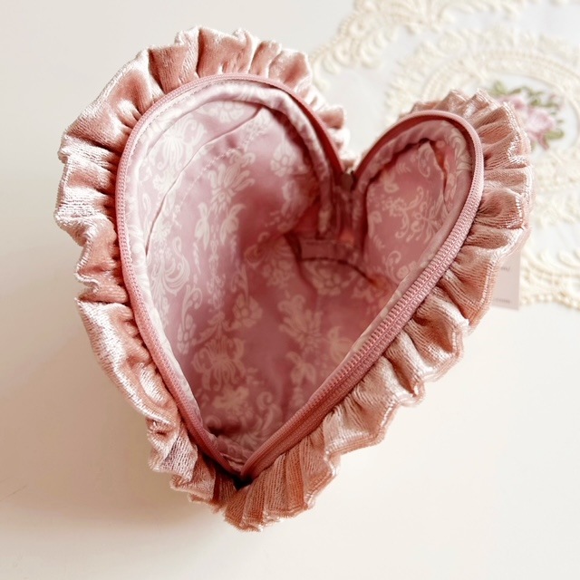 メール便可】 薔薇レースベロアシェルポーチ 【薔薇雑貨 ローズ