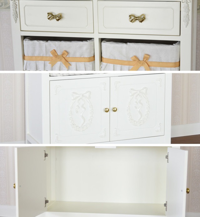 【特別セール】　ガーリープリンセスROCOCO　カウンターキャビネット４D 　【薔薇雑貨　ロココ調家具　ホワイト家具　収納　タンス】