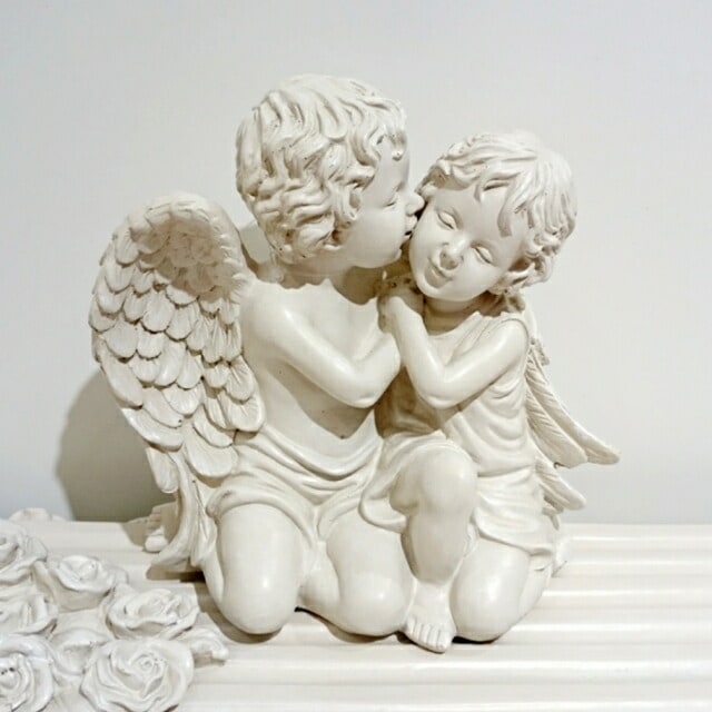 ファーストキス　ガーデニングレジン　【薔薇雑貨　天使雑貨　エンゼル　天使　プリンセス　ロココ　置物　エクステリア　お祝い　プレゼント】