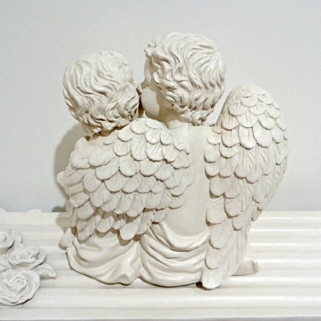 ファーストキス　ガーデニングレジン　【薔薇雑貨　天使雑貨　エンゼル　天使　プリンセス　ロココ　置物　エクステリア　お祝い　プレゼント】