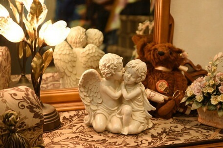 ファーストキス　ガーデニングレジン　【薔薇雑貨　天使雑貨　エンゼル　天使　プリンセス　ロココ　置物　エクステリア　お祝い　プレゼント】