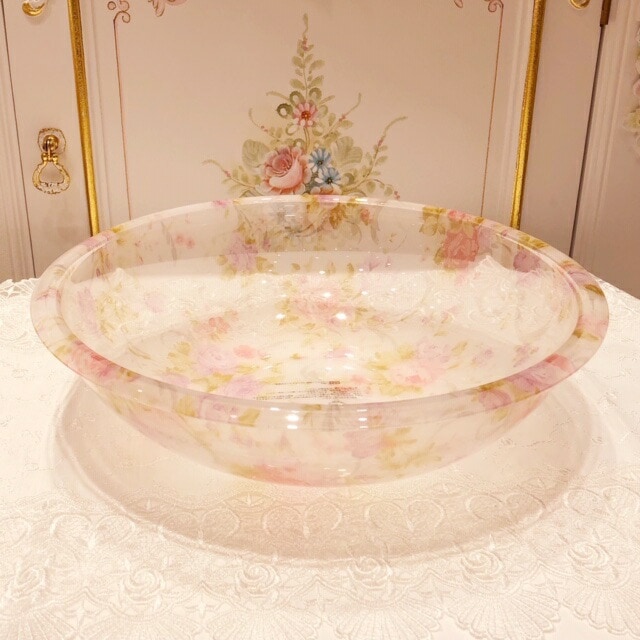 アクリルバスボウルL　アニマローズ　【薔薇雑貨　ローズ雑貨　お風呂　バスグッズ　サニタリーグッズ　花柄　手桶　バスボウル】