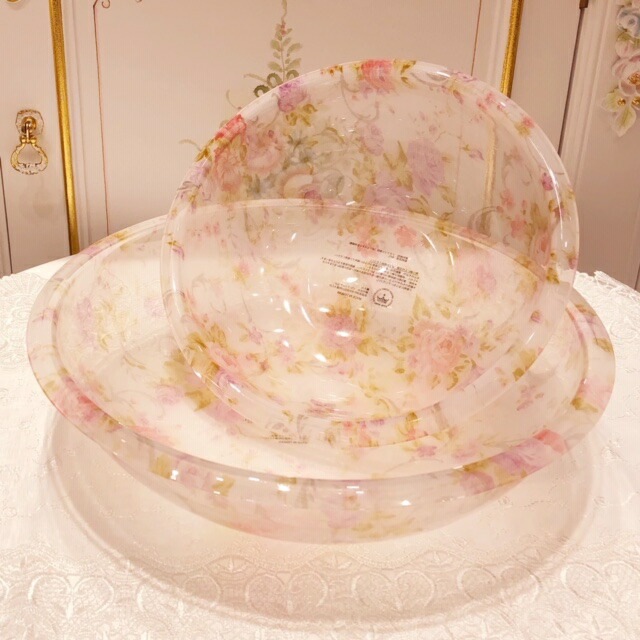 アクリルバスボウルL　アニマローズ　【薔薇雑貨　ローズ雑貨　お風呂　バスグッズ　サニタリーグッズ　花柄　手桶　バスボウル】