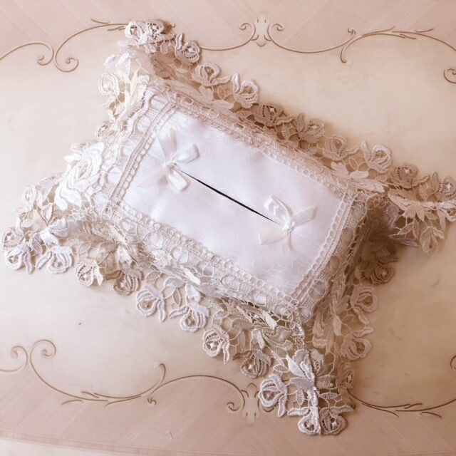 【メール便可】ブリッランテレース　ティッシュボックスカバー　【薔薇雑貨　ローズ　レース　ティッシュケース　クロス　カバー　レース小物　収納】