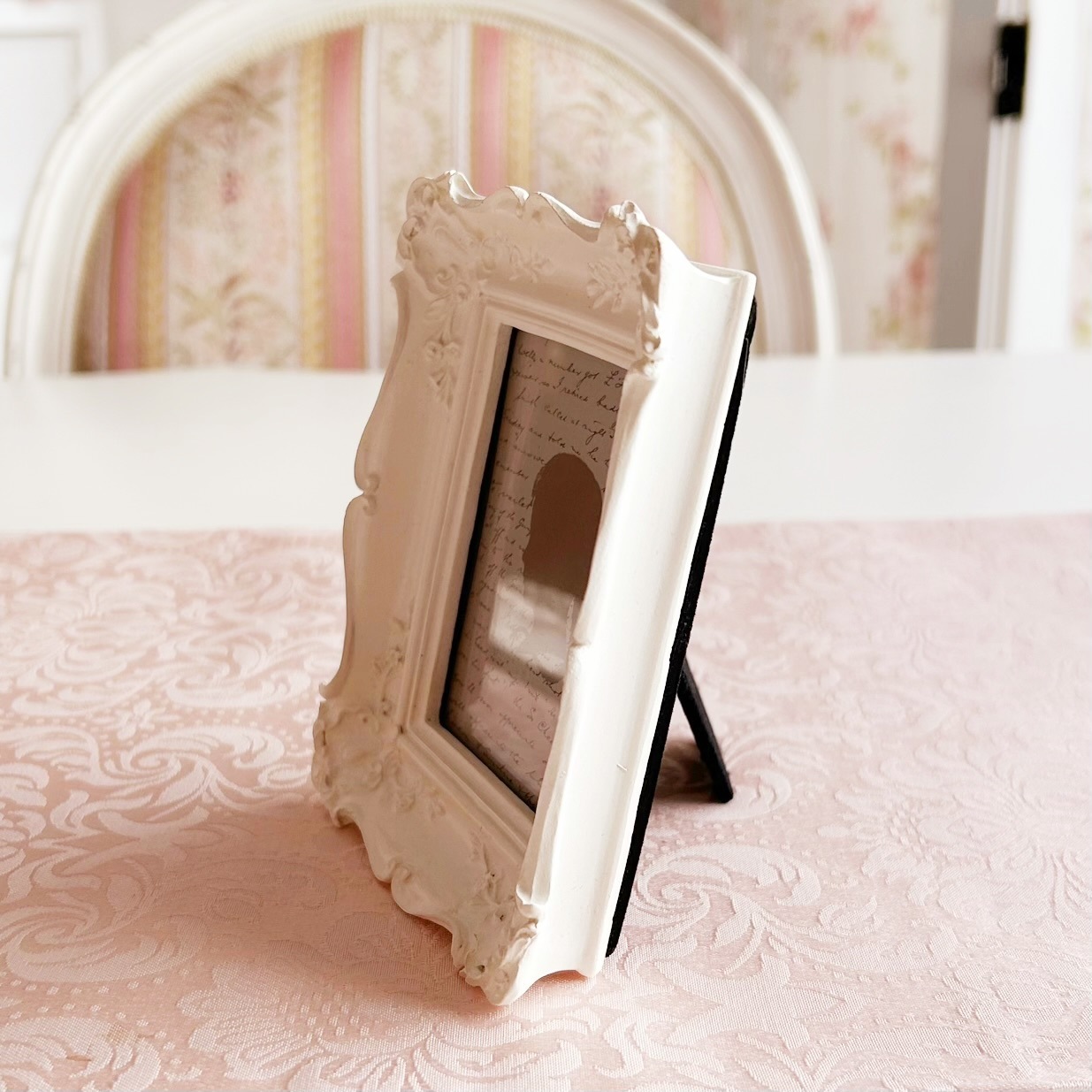 ミニフォトフレーム　レクタングル　【薔薇雑貨　姫系雑貨　写真立て　シャビーシック　ロココ　お祝い　プレゼント】