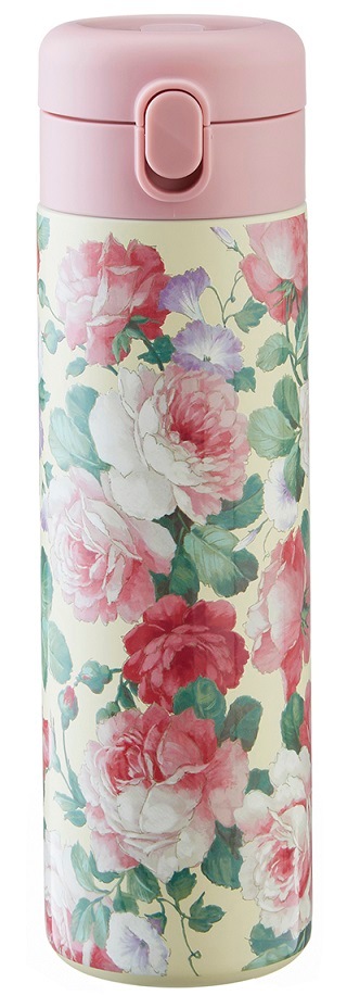 携帯まほうびん　ワンタッチボトル 　480ml　プリンスローズ　【薔薇雑貨　ローズ雑貨　水筒　魔法瓶　タンブラー　マグボトル】
