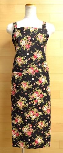 【メール便可】　花柄エプロン　【薔薇雑貨　ローズ　バラ　キッチン雑貨　ルームウェア　ギフト　プレゼント】