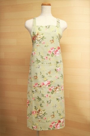 【メール便可】　花柄エプロン　【薔薇雑貨　ローズ　バラ　キッチン雑貨　ルームウェア　ギフト　プレゼント】