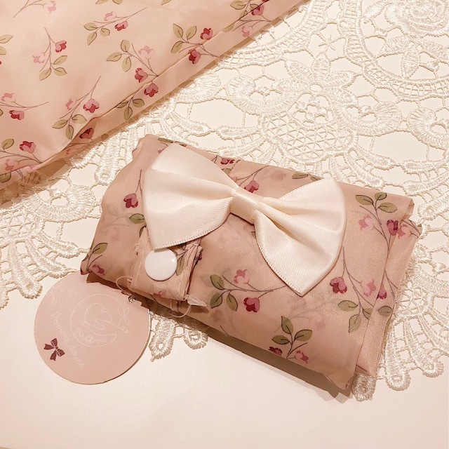 【メール便可】 マチ付きエコバッグ ポムドゥース ピンク 【薔薇雑貨 ローズ雑貨 花柄 サブバッグ レジ袋 お買い物バッグ ショッピングバッグ】