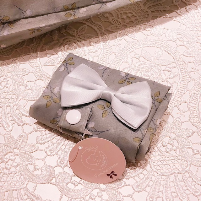 【メール便可】　マチ付きエコバッグ　ポムドゥース　ブルー　【薔薇雑貨　ローズ雑貨　花柄　サブバッグ　レジ袋　お買い物バッグ　ショッピングバッグ】