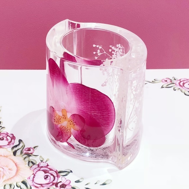 アクリルフラワー　フリースタンド　蘭　【薔薇雑貨　胡蝶蘭　オーキッド　水中花　造花　小物入れ　収納　歯ブラシスタンド】