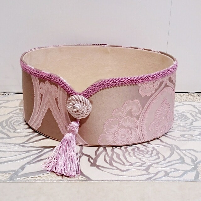 オーバル小物入れ　オペラピンク　アクアフラワー　【薔薇雑貨　姫系雑貨　リモコンホルダー　小物入れ　ペン立て　カルトナージュ　リボン】