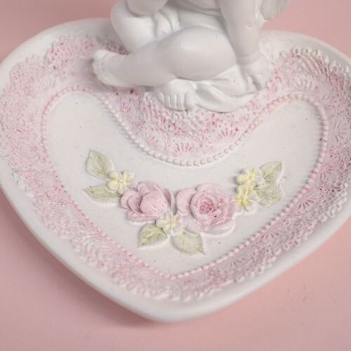 ローズエンゼルトレー　【天使雑貨　エンジェル雑貨　エンゼル雑貨　ハート型　トレイ　置物　お祝い　プレゼント】