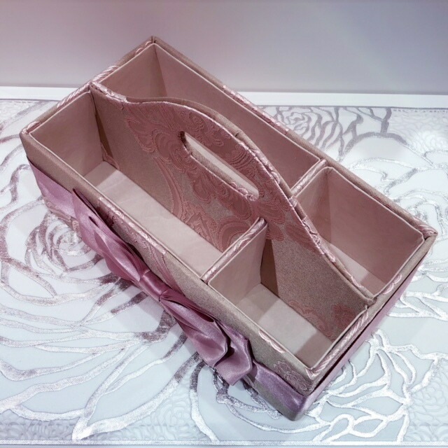 リモコンラック　ピンク　アクアフラワー　【薔薇雑貨　姫系雑貨　リモコンホルダー　小物入れ　ペン立て　カルトナージュ　リボン】