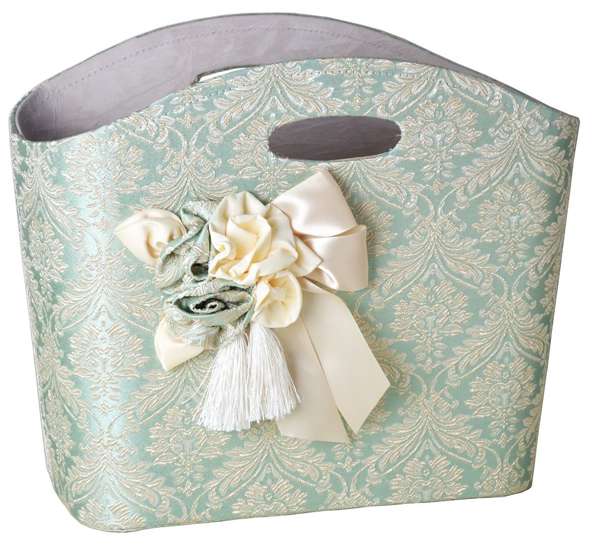 スリッパラック　グリーン　アクアフラワー　【薔薇雑貨　姫系雑貨　マガジンラック　玄関収納　小物入れ　カルトナージュ　リボン】