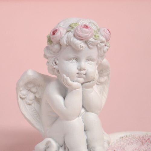 ローズエンゼルトレー　【天使雑貨　エンジェル雑貨　エンゼル雑貨　ハート型　トレイ　置物　お祝い　プレゼント】