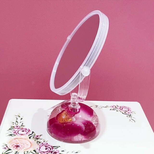 アクリルフラワー　両面スタンドミラー　蘭　【薔薇雑貨　オーキッド　胡蝶蘭　サニタリーグッズ　水中花　造花　鏡　拡大鏡】