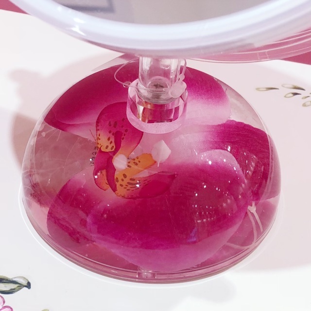 アクリルフラワー　両面スタンドミラー　蘭　【薔薇雑貨　オーキッド　胡蝶蘭　サニタリーグッズ　水中花　造花　鏡　拡大鏡】