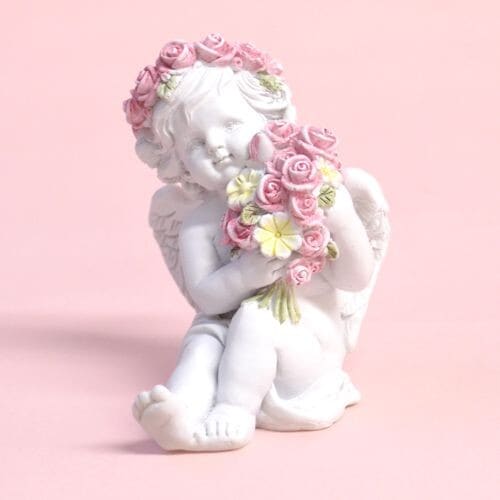 ローズブーケエンゼル　【薔薇雑貨　ローズ　エンジェル　天使　フェアリー　インテリア　オブジェ　置き物　ギフト　プレゼント　お祝い】