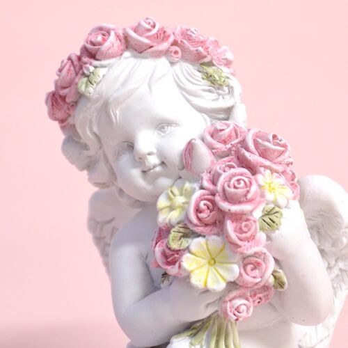 ローズブーケエンゼル　【薔薇雑貨　ローズ　エンジェル　天使　フェアリー　インテリア　オブジェ　置き物　ギフト　プレゼント　お祝い】