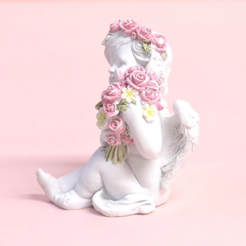 ローズブーケエンゼル　【薔薇雑貨　ローズ　エンジェル　天使　フェアリー　インテリア　オブジェ　置き物　ギフト　プレゼント　お祝い】