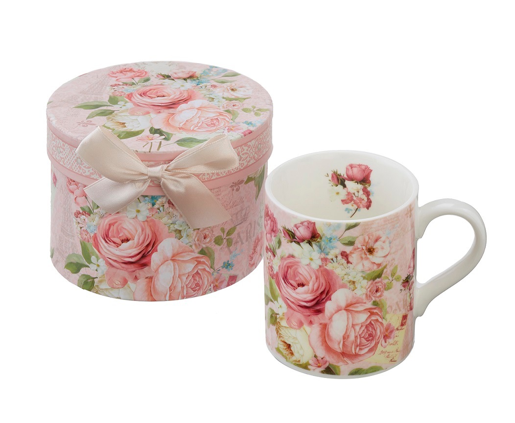 ギフトボックス入りマグカップ ミニ　【薔薇雑貨　ローズ雑貨　ティーカップ　食器　グラス　小物入れ　箱　プレゼント　贈答品】