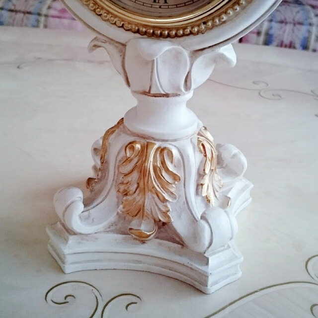 置時計　ゴールドローズ　【薔薇雑貨　ローズ雑貨　シャビーシック　フレンチ　ロココ　時計　クロック　置き物】