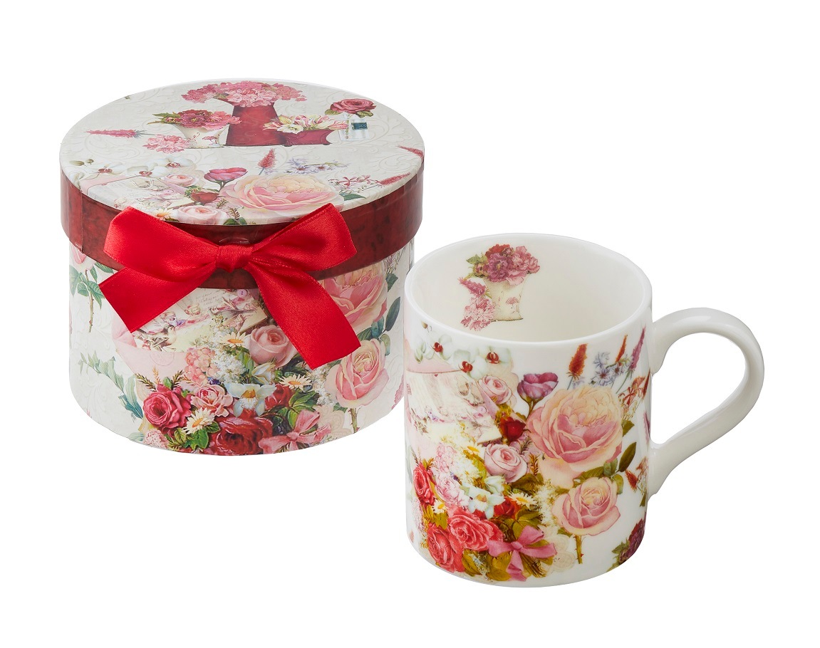 ギフトボックス入りマグカップ ミニ　【薔薇雑貨　ローズ雑貨　ティーカップ　食器　グラス　小物入れ　箱　プレゼント　贈答品】