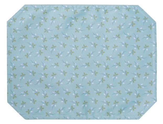 【メール便可】　撥水ランチョンマット　ポム・ドゥース　ブルー　【薔薇雑貨　ローズ　テーブルセンター　テーブルクロス　花柄】