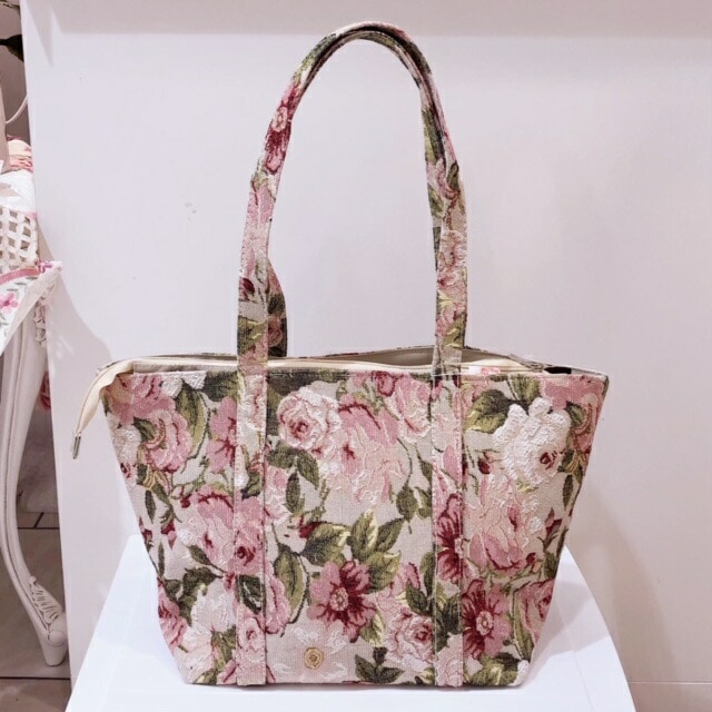 ゴブラントートバッグ　レガートローズ　【薔薇雑貨　薔薇柄　ショッピングバッグ　ママバッグ　手提げバッグ　ハンドバッグ　ジャガード】