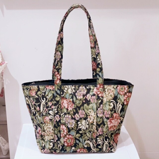 ゴブラントートバッグ クラシックフラワー 【薔薇雑貨 薔薇柄 ショッピングバッグ ママバッグ 手提げバッグ ハンドバッグ ジャガード】