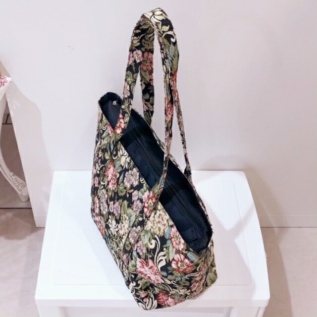 ゴブラントートバッグ クラシックフラワー 【薔薇雑貨 薔薇柄 ショッピングバッグ ママバッグ 手提げバッグ ハンドバッグ ジャガード】