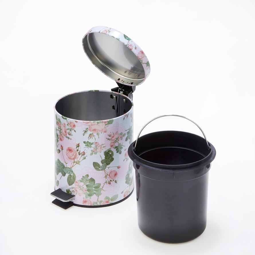 ペダル式ダストボックス　Sサイズ　クロエローズ　【薔薇雑貨　ゴミ箱　収納　小物入れ　ふた付きごみ箱　キッチン雑貨　サニタリー　洗面所】