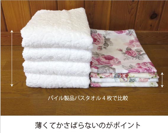 【メール便可】　やわ肌ガーゼバスタオル　ルーシー　日本製　【薔薇雑貨　タオル　花柄　ハンカチ　ハンドタオル　ひざ掛け　おくるみ　贈り物】