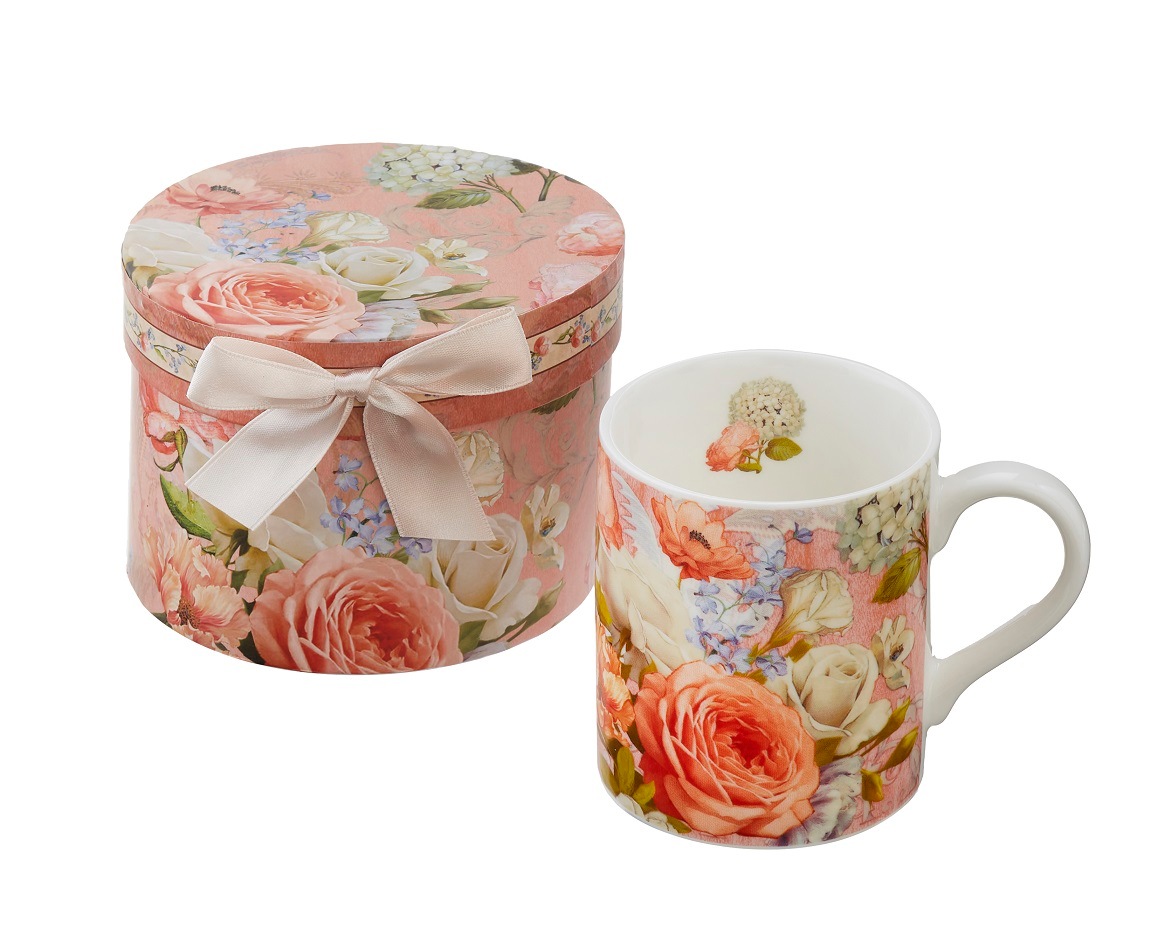 ギフトボックス入りマグカップ ミニ　【薔薇雑貨　ローズ雑貨　ティーカップ　食器　グラス　小物入れ　箱　プレゼント　贈答品】