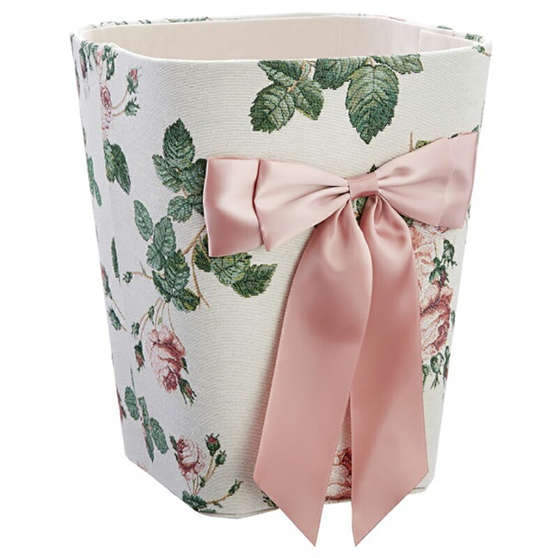 スクエア小物入れ ルドゥーテローズ アクアフラワー 【薔薇雑貨 姫系雑貨 スリッパラック マガジンラック 小物入れ カルトナージュ リボン】