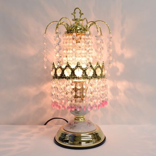 シャンデリアテーブルランプ ゴールド 【薔薇雑貨 ローズ雑貨 姫系雑貨 プリンセス シャンデリア タッチセンサー 贈り物 ライト 照明】