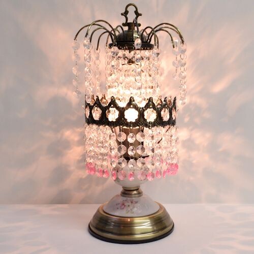 シャンデリアテーブルランプ　ブロンズ　【薔薇雑貨　ローズ雑貨　姫系雑貨　プリンセス　シャンデリア　タッチセンサー　贈り物　ライト　照明】