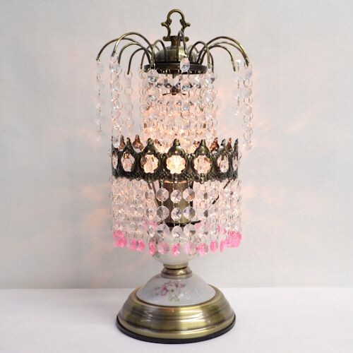 シャンデリアテーブルランプ　ブロンズ　【薔薇雑貨　ローズ雑貨　姫系雑貨　プリンセス　シャンデリア　タッチセンサー　贈り物　ライト　照明】