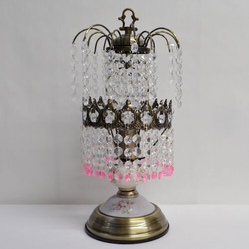 シャンデリアテーブルランプ　ブロンズ　【薔薇雑貨　ローズ雑貨　姫系雑貨　プリンセス　シャンデリア　タッチセンサー　贈り物　ライト　照明】