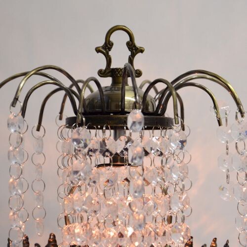 シャンデリアテーブルランプ　ブロンズ　【薔薇雑貨　ローズ雑貨　姫系雑貨　プリンセス　シャンデリア　タッチセンサー　贈り物　ライト　照明】