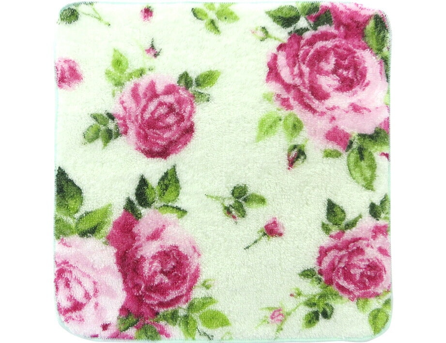 【メール便可】両面パイルハンカチ　レーヌ　日本製　【薔薇雑貨　ローズ雑貨　キッチン雑貨　タオル　クロス　タオル　花柄　ギフト　プレゼント】