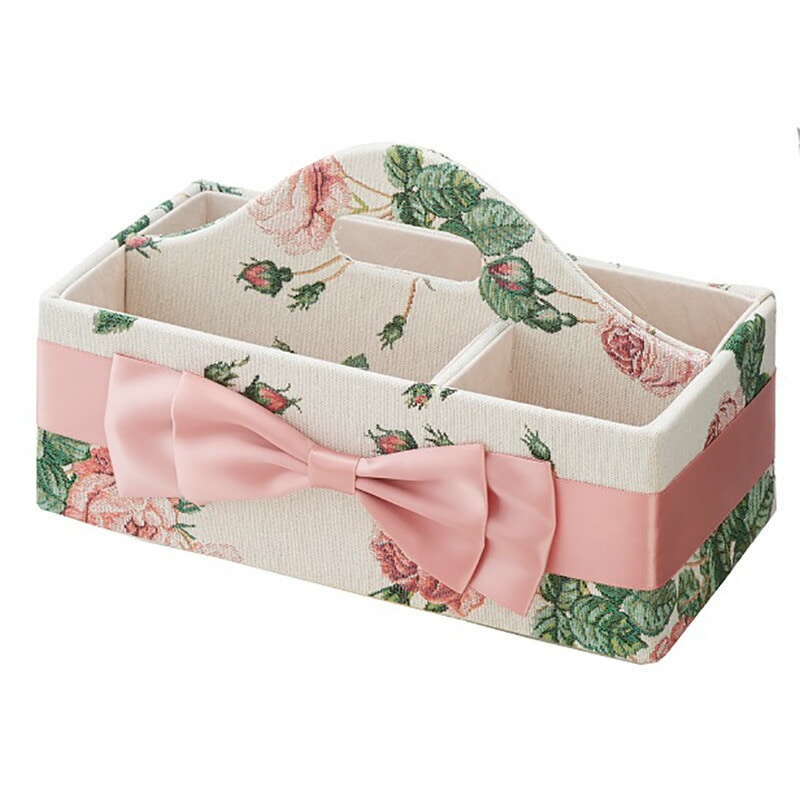 リモコンラック　ルドゥーテローズ　アクアフラワー　【薔薇雑貨　姫系雑貨　リモコンホルダー　小物入れ　ペン立て　カルトナージュ　リボン】