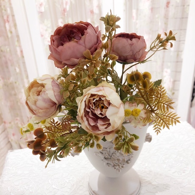 アーティフィシャルフラワー ローズブッシュ 【薔薇雑貨 ローズ雑貨 造花 オブジェ 花 バラ】