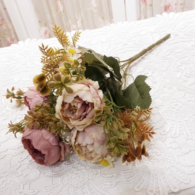 アーティフィシャルフラワー ローズブッシュ 【薔薇雑貨 ローズ雑貨 造花 オブジェ 花 バラ】